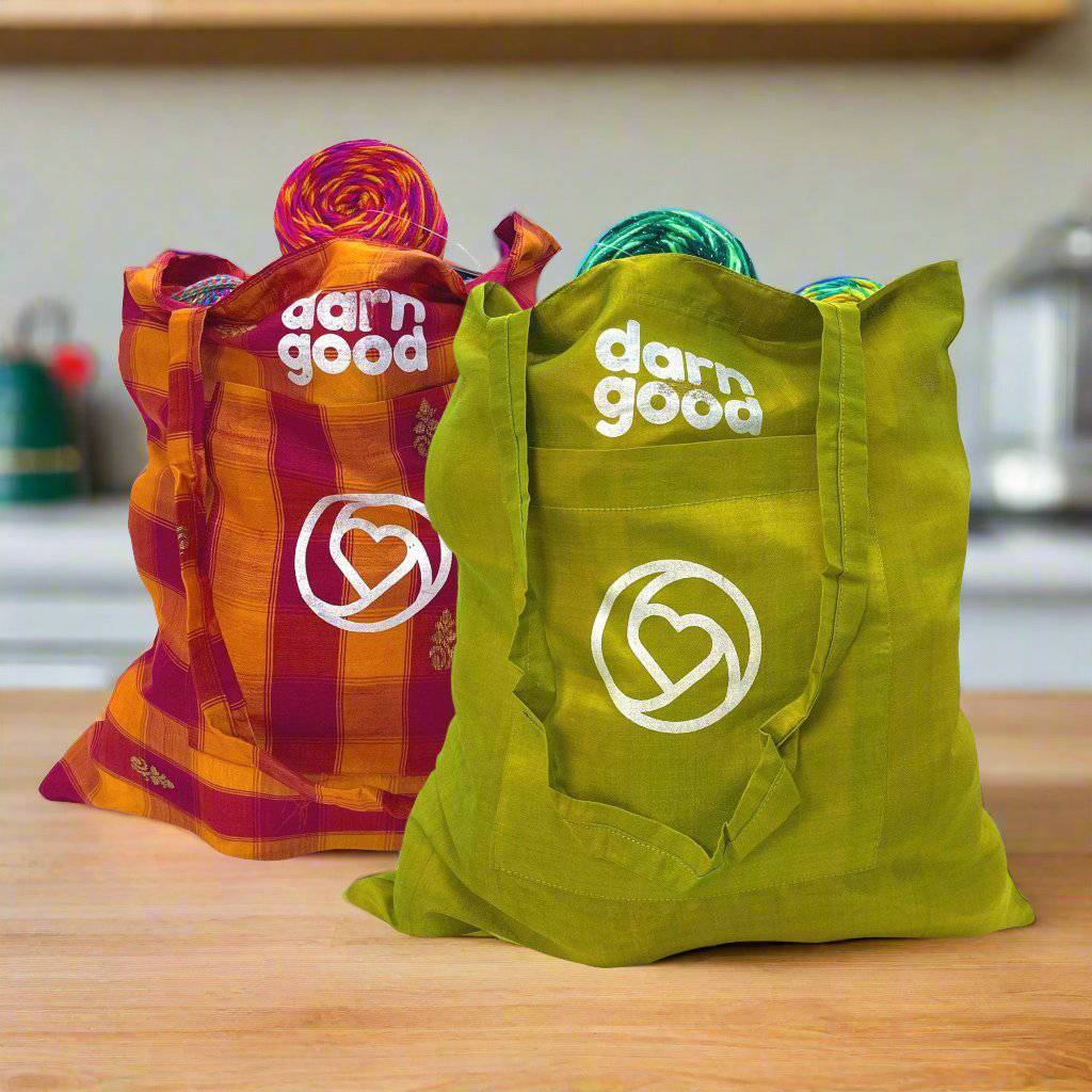 Darn Good Yarn Mystery Yarn Grab Bag 4 recycled silk yarn mystery bag