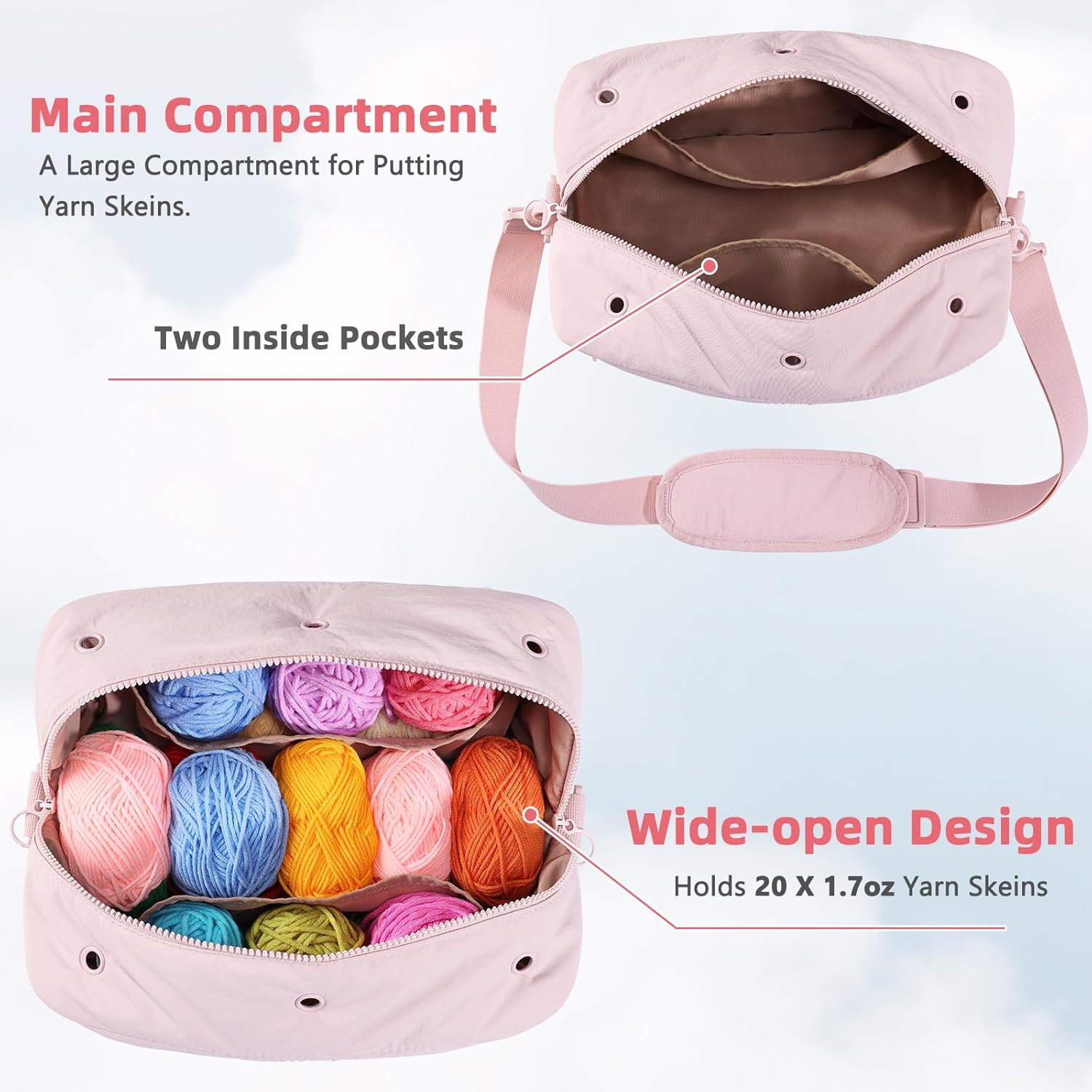 MYBAGZIGN Crochet Bag Organizer with Yarn Holder Holes 7 MYBAGZIGN Crochet Bag Organizer with Yarn Holder Holes - Image 7