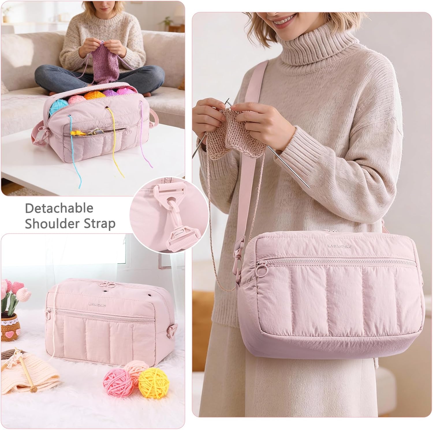 MYBAGZIGN Crochet Bag Organizer with Yarn Holder Holes 3 MYBAGZIGN