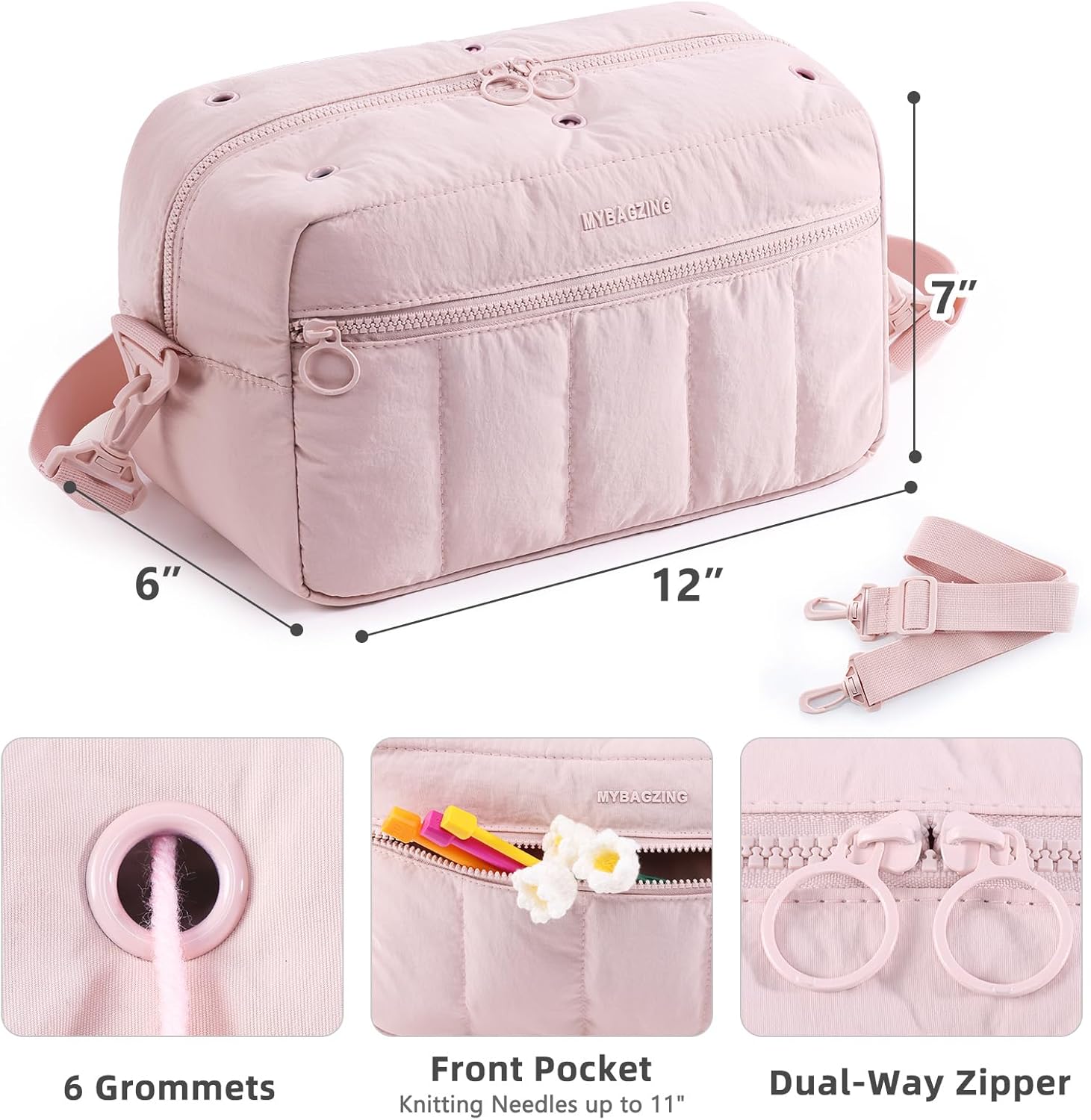 MYBAGZIGN Crochet Bag Organizer with Yarn Holder Holes 5 MYBAGZIGN