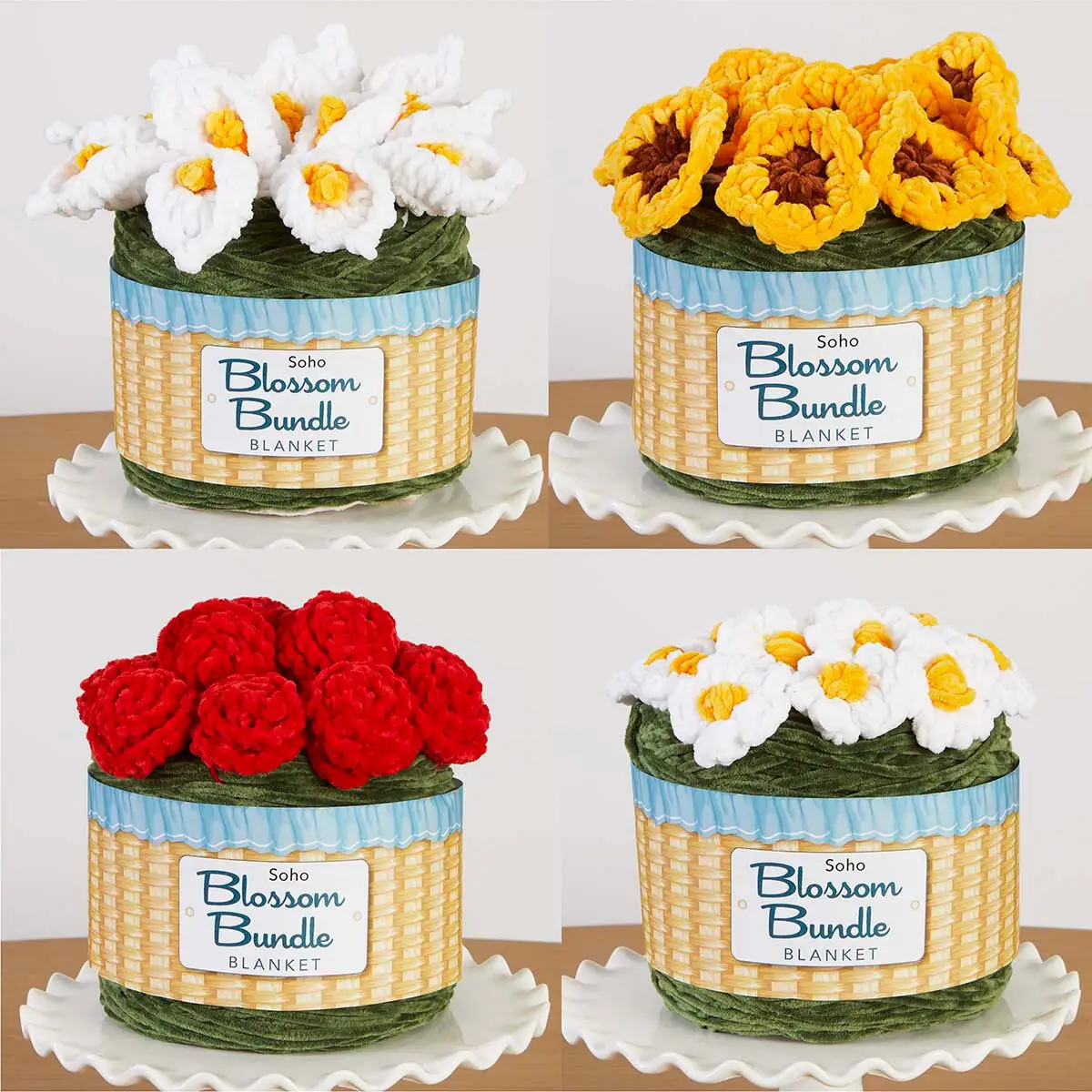 chenille blanket yarn with pre-made flowers