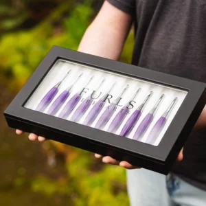 leather crochet hook display box