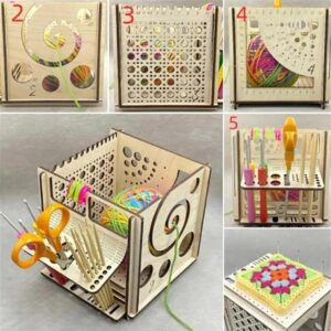 wooden yarn bowl organizer