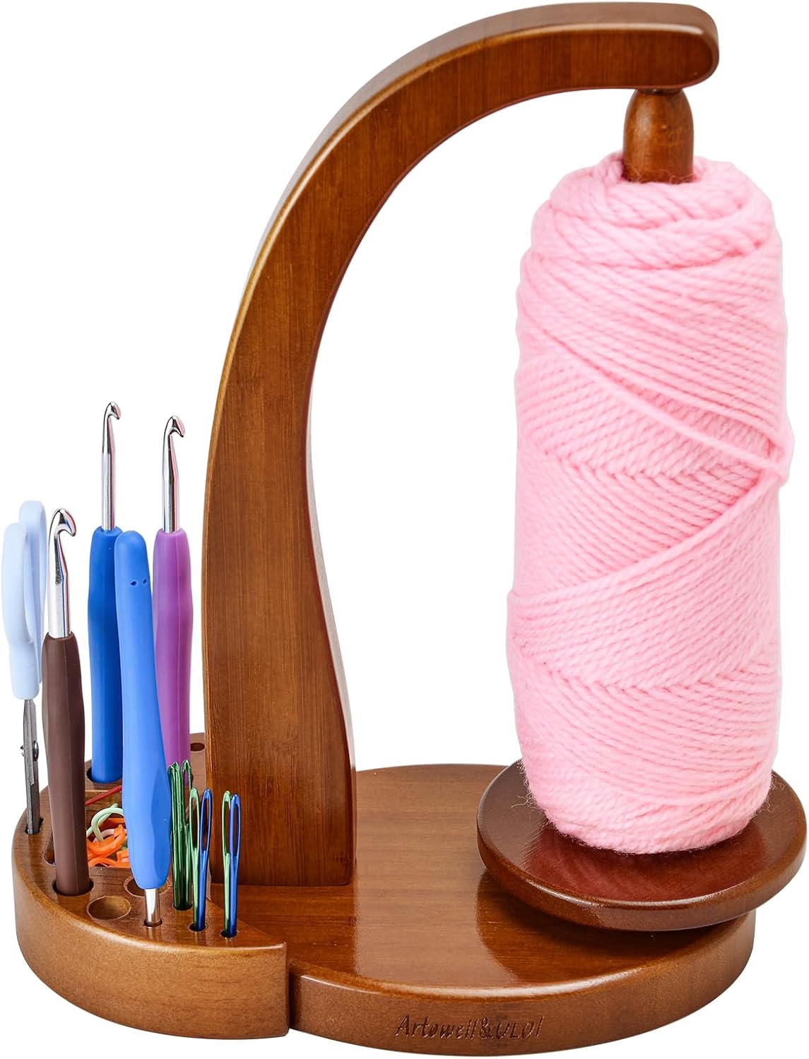 wooden yarn holder for crocheting