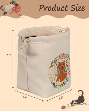 cat print drawstring yarn bag