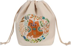 cat print drawstring yarn bag