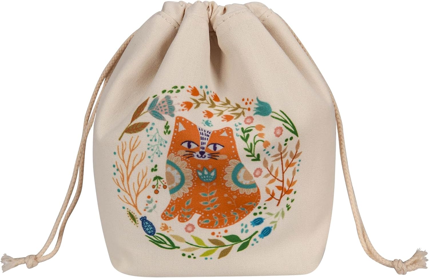 cat print drawstring yarn bag