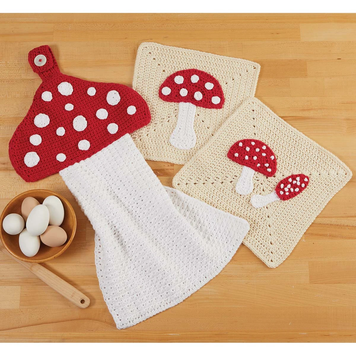 mushroom crochet kitchen set kit