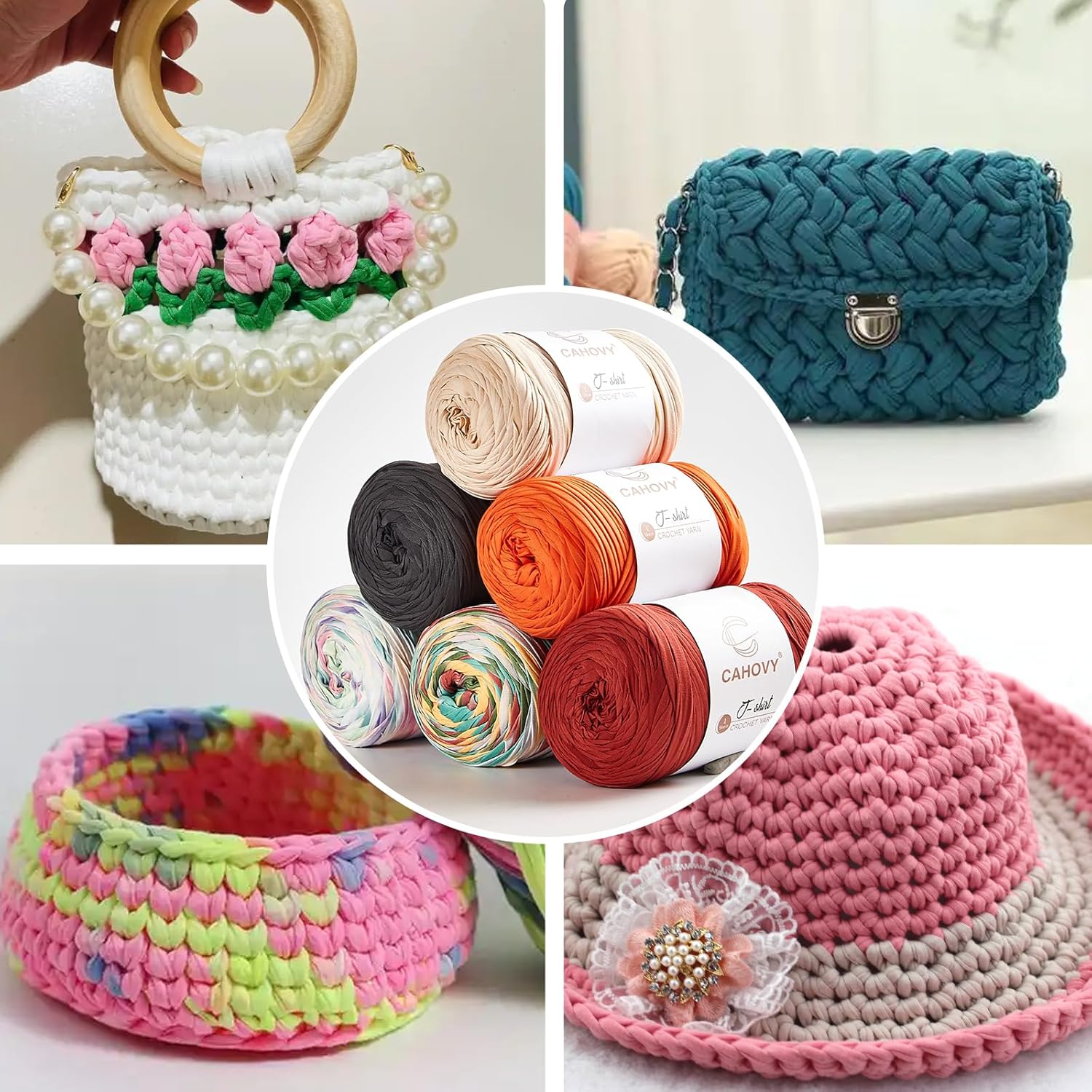 CAHOVY T-Shirt Yarn for Crochet, 400g 3 t-shirt yarn for crochet
